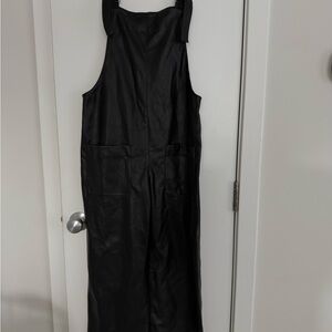 Black Zara Faux Leather Overalls
